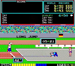 Track & Field gameplay screen