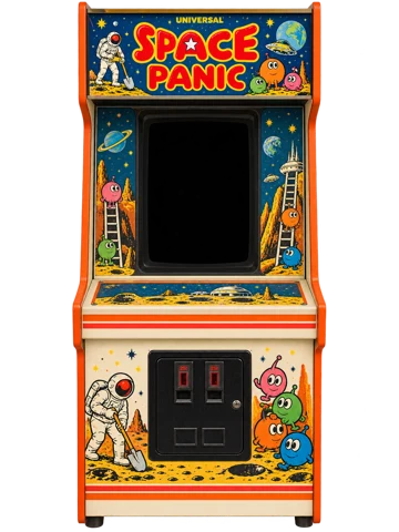 Space Panic arcade cabinet in the UsuArcade arcade