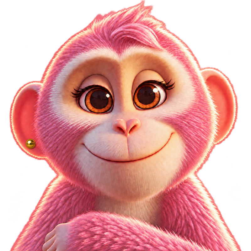 La hermana de Usín, la mascota rosa de UsuParchís, con su pendiente dorado